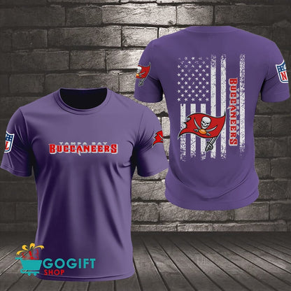 Tampa Bay Buccaneers US Flag Vintage Style All Over Printed T-shirt