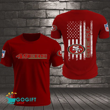 San Francisco 49ers US Flag Vintage Style All Over Printed T-shirt