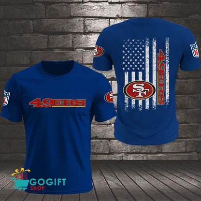 San Francisco 49ers US Flag Vintage Style All Over Printed T-shirt