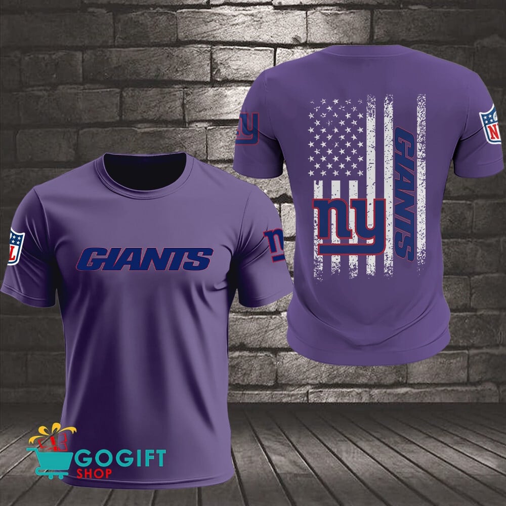 New York Giants US Flag Vintage Style All Over Printed T-shirt