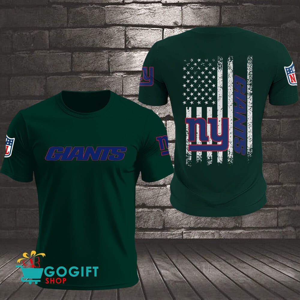 New York Giants US Flag Vintage Style All Over Printed T-shirt