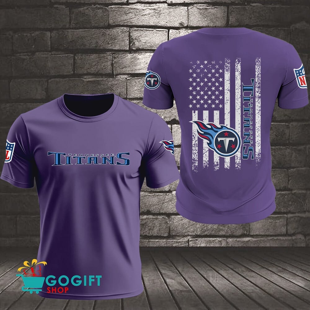 Tennessee Titans US Flag Vintage Style All Over Printed T-shirt