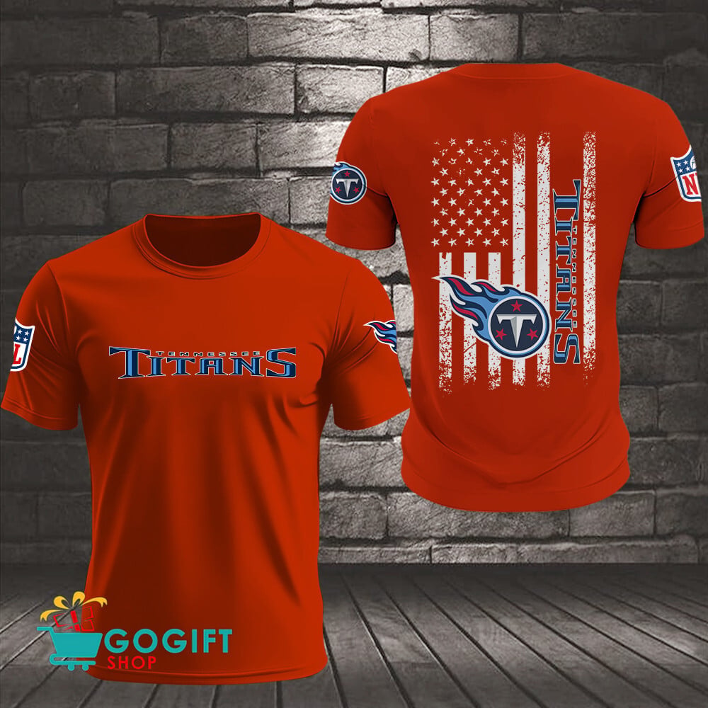 Tennessee Titans US Flag Vintage Style All Over Printed T-shirt