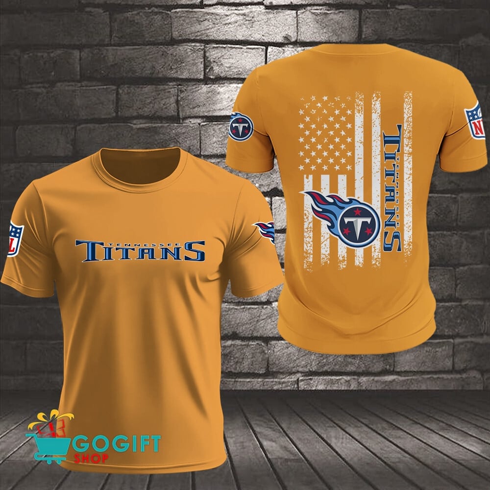 Tennessee Titans US Flag Vintage Style All Over Printed T-shirt
