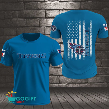 Tennessee Titans US Flag Vintage Style All Over Printed T-shirt