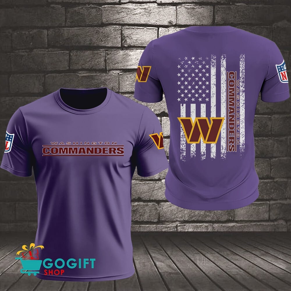 Washington Commanders US Flag Vintage Style All Over Printed T-shirt
