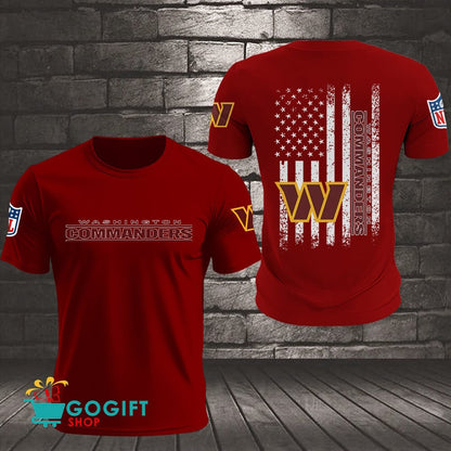 Washington Commanders US Flag Vintage Style All Over Printed T-shirt