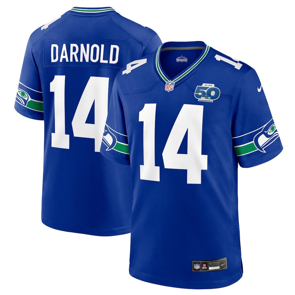 Seattle Seahawks Sam Darnold 14 Royal Alternate 50th Season Game Jersey
