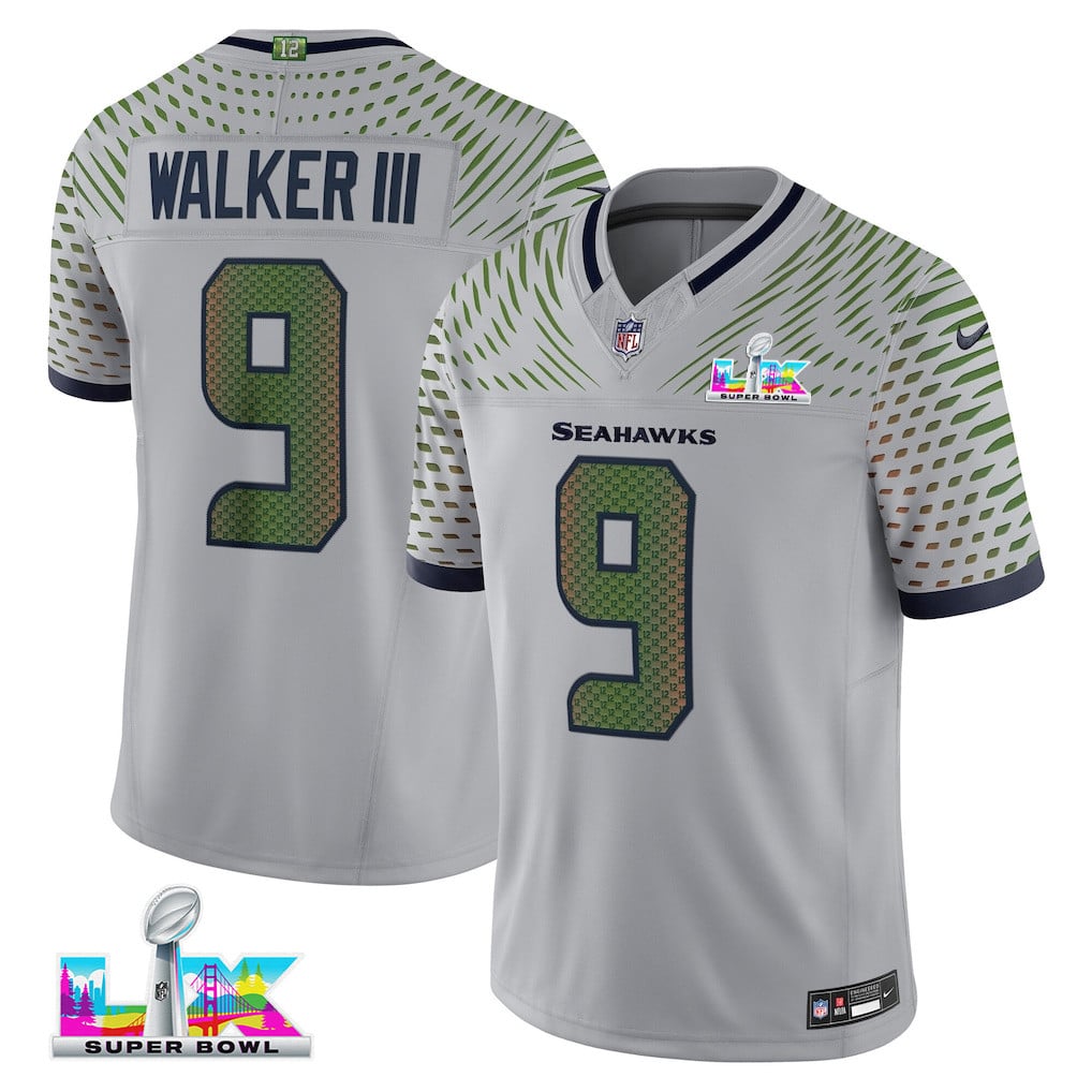 Kenneth Walker III 9 Seattle Seahawks 2026 Super Bowl LX - Wolf Gray Rivalries Collection Limited Jersey