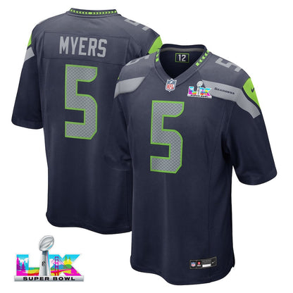 Jason Myers 5 Seattle Seahawks 2026 Super Bowl LX Game Jersey - College Navy