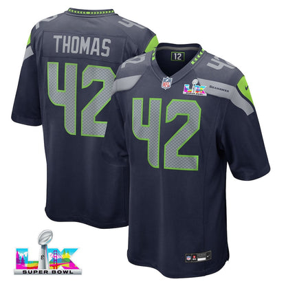Drake Thomas 42 Seattle Seahawks 2026 Super Bowl LX Game Jersey - College Navy