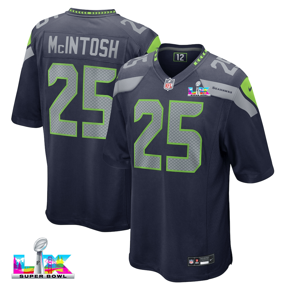 Kenny McIntosh 25 Seattle Seahawks 2026 Super Bowl LX Game Jersey - College Navy