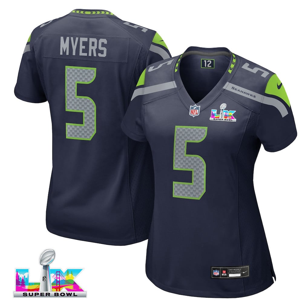 Jason Myers 5 Seattle Seahawks 2026 Super Bowl LX - Women Navy Game Jersey