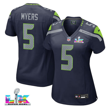 Jason Myers 5 Seattle Seahawks 2026 Super Bowl LX - Women Navy Game Jersey