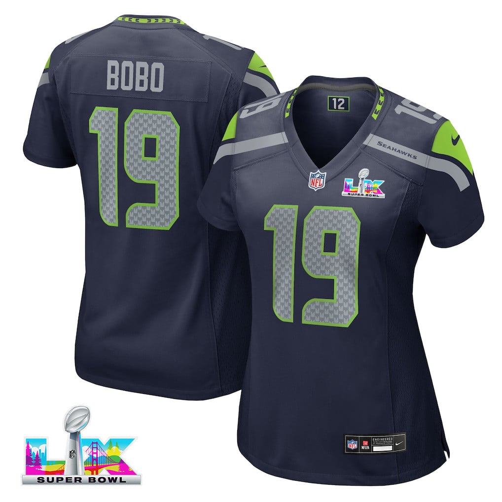 Jake Bobo 19 Seattle Seahawks 2026 Super Bowl LX - Women Navy Game Jersey