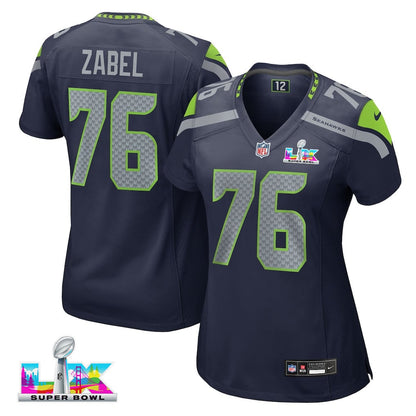 Grey Zabel 76 Seattle Seahawks 2026 Super Bowl LX - Women Navy Game Jersey
