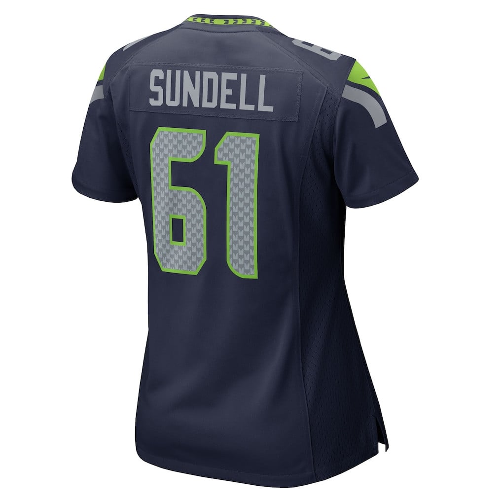 Jalen Sundell 61 Seattle Seahawks 2026 Super Bowl LX - Women Navy Game Jersey