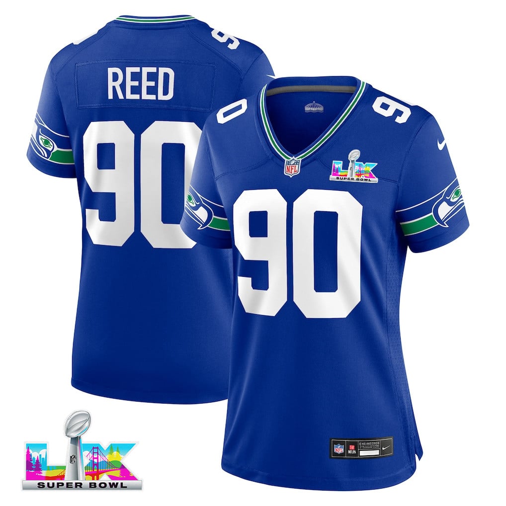Jarran Reed 90 Seattle Seahawks 2026 Super Bowl LX - Women Royal Player Jersey