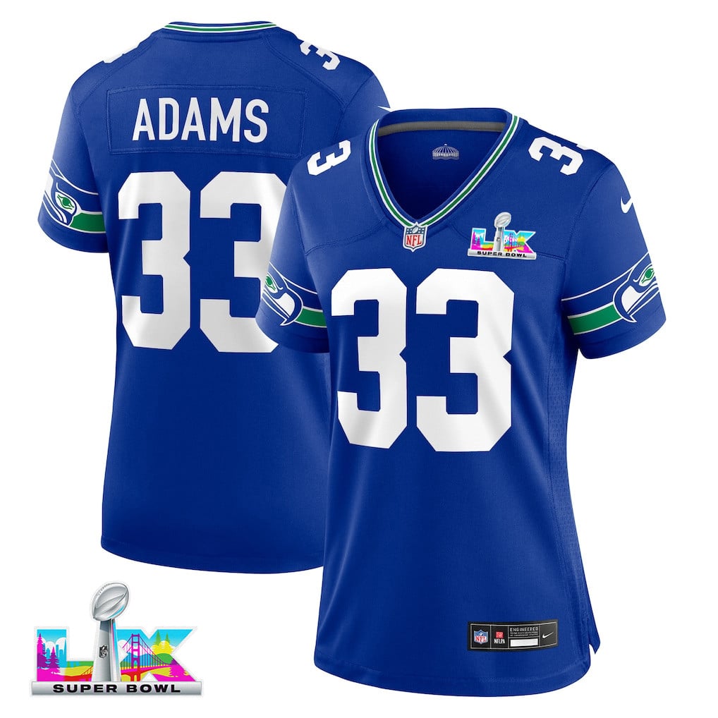 Jamal Adams 33 Seattle Seahawks 2026 Super Bowl LX - Women Royal Player Jersey