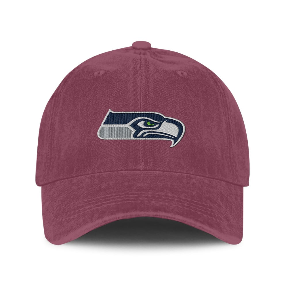 Seattle Seahawks 25/26 Washed Cotton Cap – Logo Iconic Printed Graphic - Burgundy