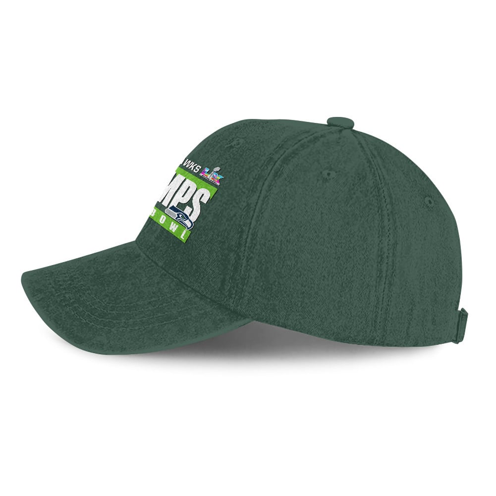 Seattle Seahawks Super Bowl LX Champs 25/26 Washed Cap – Printed Graphic - Green