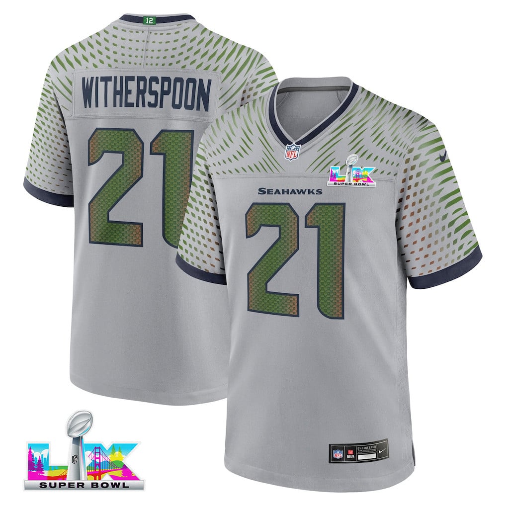 Devon Witherspoon 21 Seattle Seahawks 2026 Super Bowl LX - Wolf Gray Game Jersey