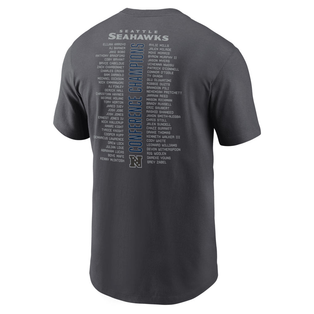 Seattle Seahawks 2025 NFC Champions Roster T-Shirt - Dark Grey