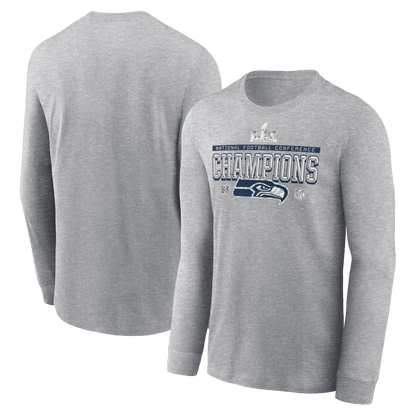 Seattle Seahawks 2025 NFC Champions Collection Long Sleeve T-Shirt - Heather Gray