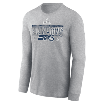 Seattle Seahawks 2025 NFC Champions Collection Long Sleeve T-Shirt - Heather Gray