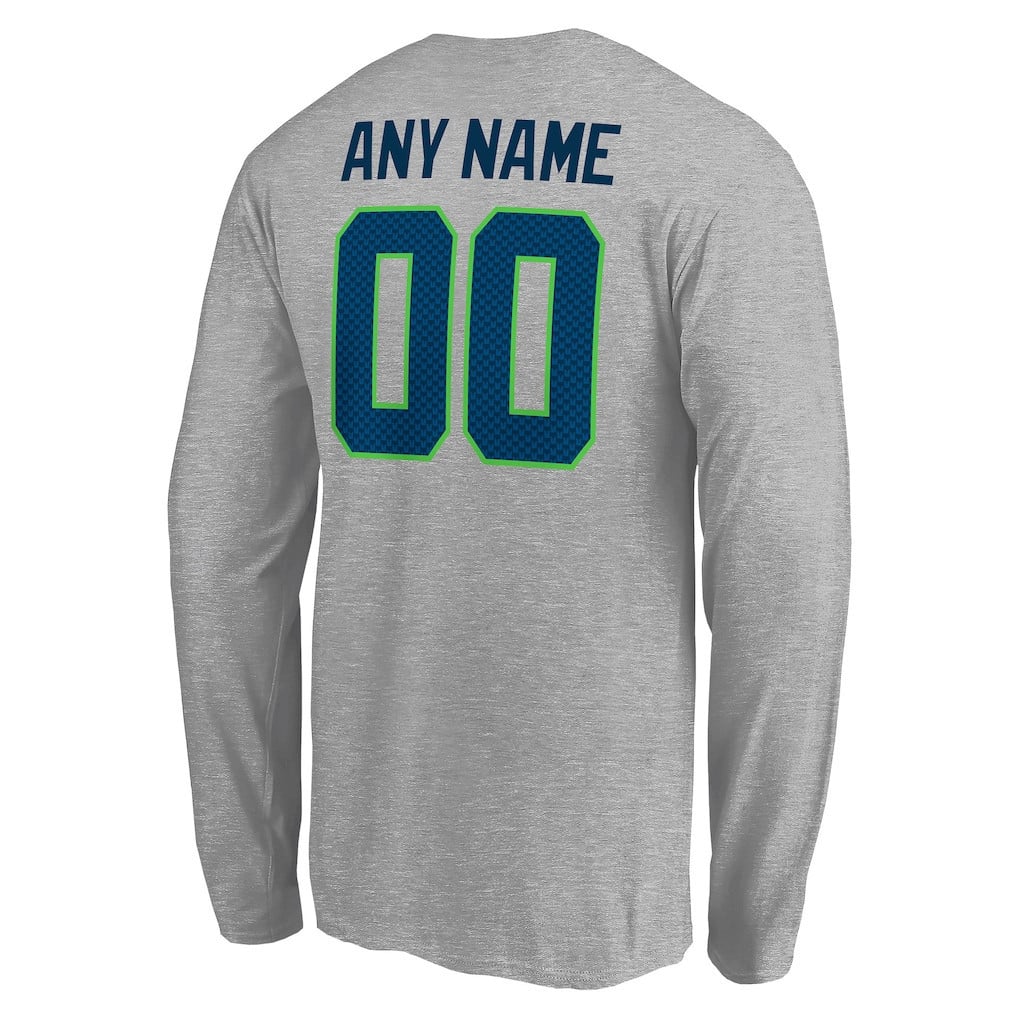 Seattle Seahawks Team Custom Long Sleeve T-Shirt - Gray