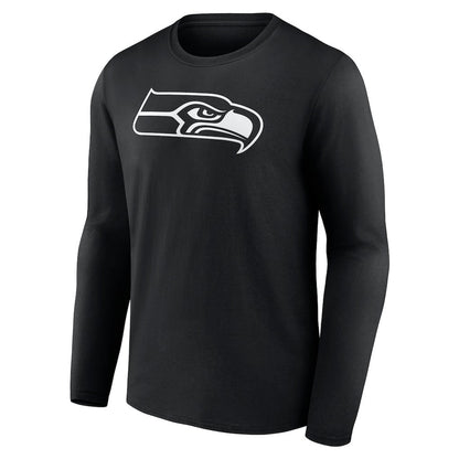 Seattle Seahawks Personalized Monochrome Long Sleeve T-Shirt - Black