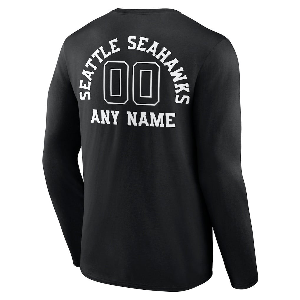 Seattle Seahawks Personalized Monochrome Long Sleeve T-Shirt - Black