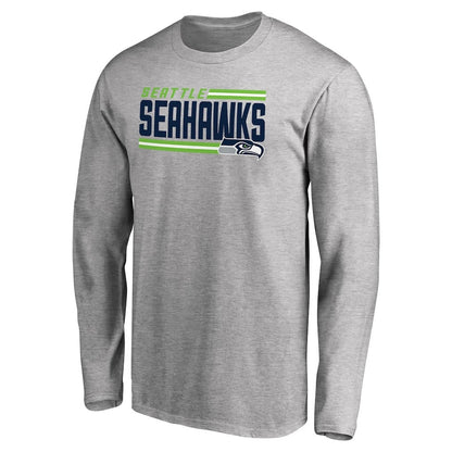 Seattle Seahawks Iconic Collection On Side Stripe Long Sleeve T-Shirt - Ash