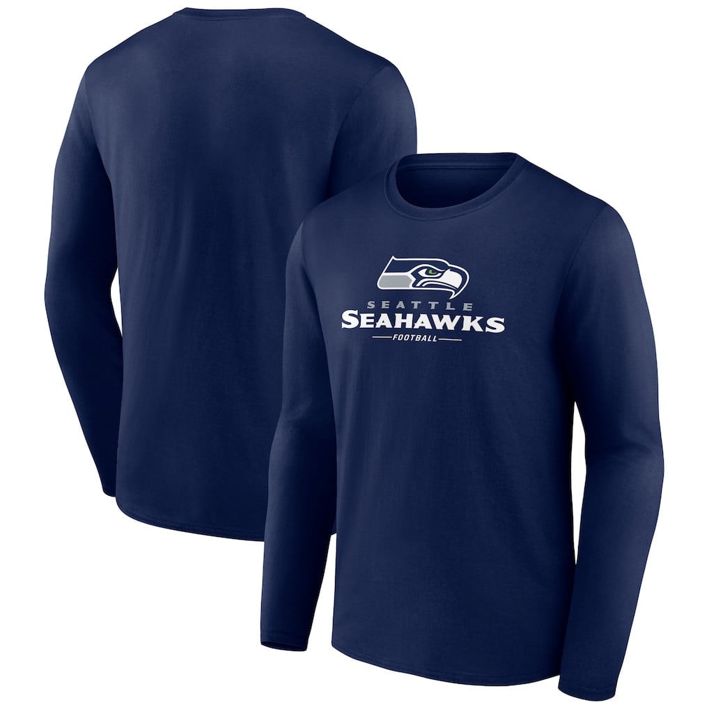 Seattle Seahawks Logo Team Lockup Long Sleeve T-Shirt - Navy