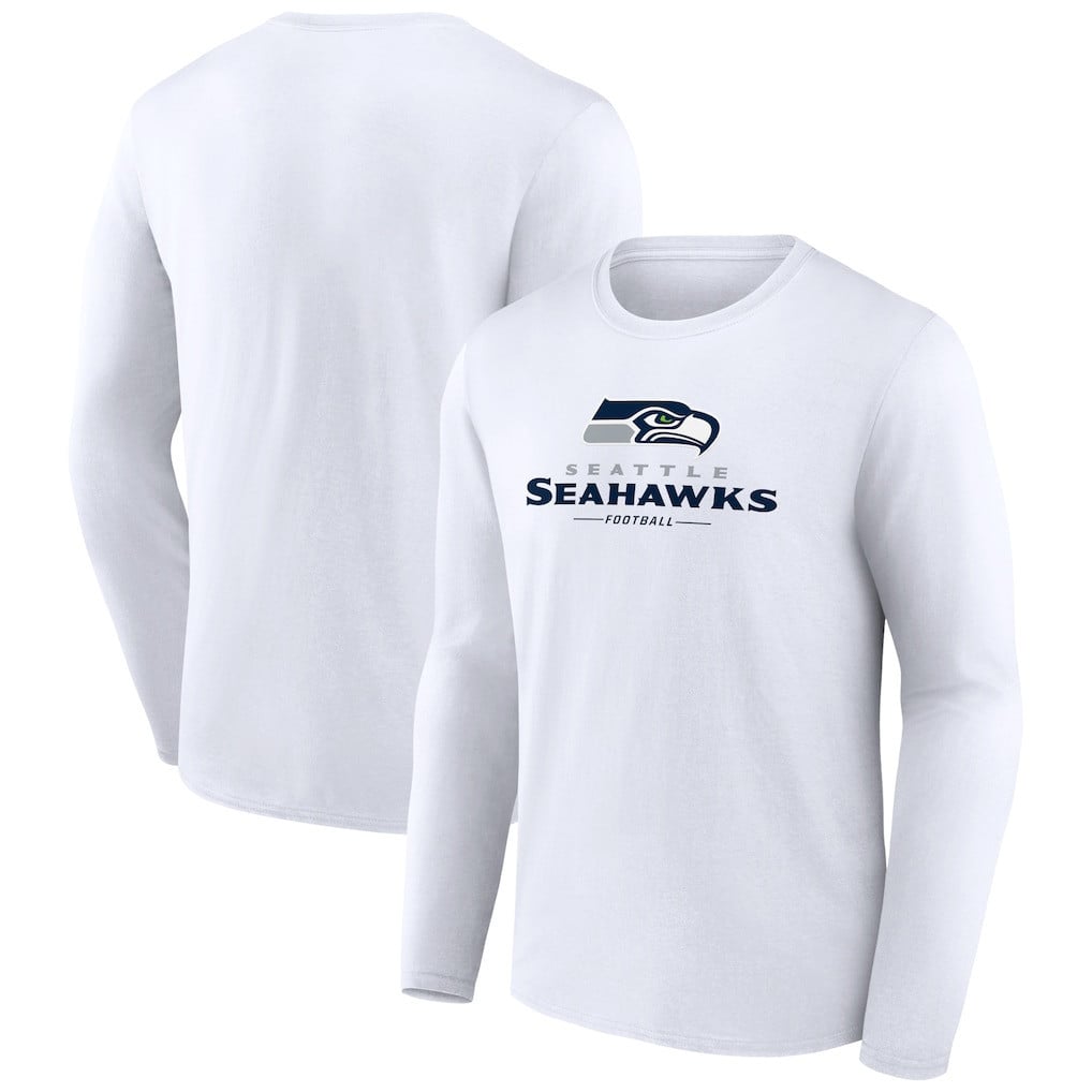 Seattle Seahawks Logo Team Lockup Long Sleeve T-Shirt - White