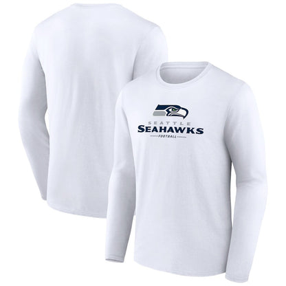 Seattle Seahawks Logo Team Lockup Long Sleeve T-Shirt - White