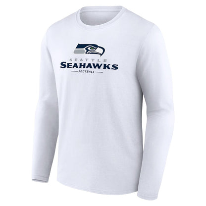 Seattle Seahawks Logo Team Lockup Long Sleeve T-Shirt - White