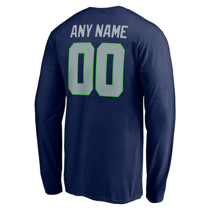 Seattle Seahawks Team Authentic Personalized Long Sleeve T-Shirt - Navy