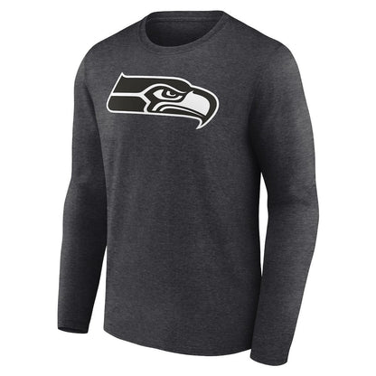Seattle Seahawks Personalized Monochrome Long Sleeve T-Shirt - Charcoal