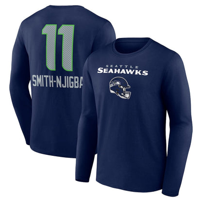 Jaxon Smith-Njigba Seattle Seahawks Team Wordmark Long Sleeve T-Shirt - College Navy