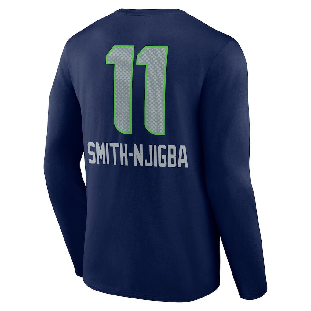 Jaxon Smith-Njigba Seattle Seahawks Team Wordmark Long Sleeve T-Shirt - College Navy