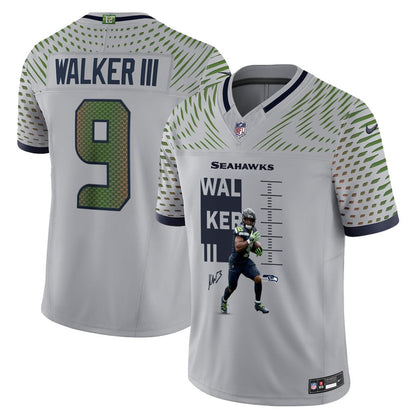 Kenneth Walker III 9 Seattle Seahawks Super Bowl LX Electric Run Threat Jersey – Grey