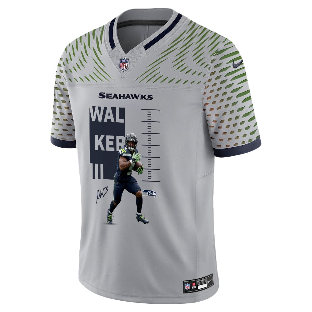Kenneth Walker III 9 Seattle Seahawks Super Bowl LX Electric Run Threat Jersey – Grey