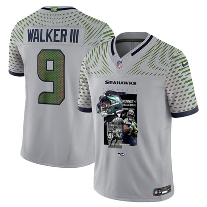 Kenneth Walker III 9 Seattle Seahawks Super Bowl LX Explosive Playmaker Jersey – Grey