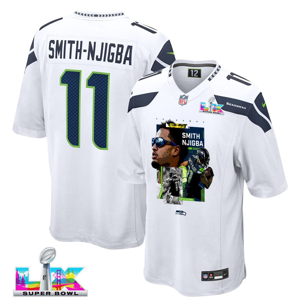 Jaxon Smith-Njigba 11 Seattle Seahawks Super Bowl LX Electric Run Threat Jersey – White