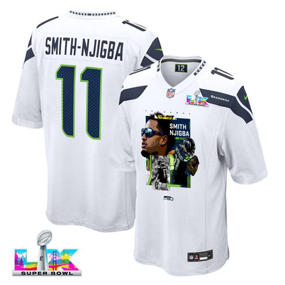 Jaxon Smith-Njigba 11 Seattle Seahawks Super Bowl LX Electric Run Threat Jersey – White