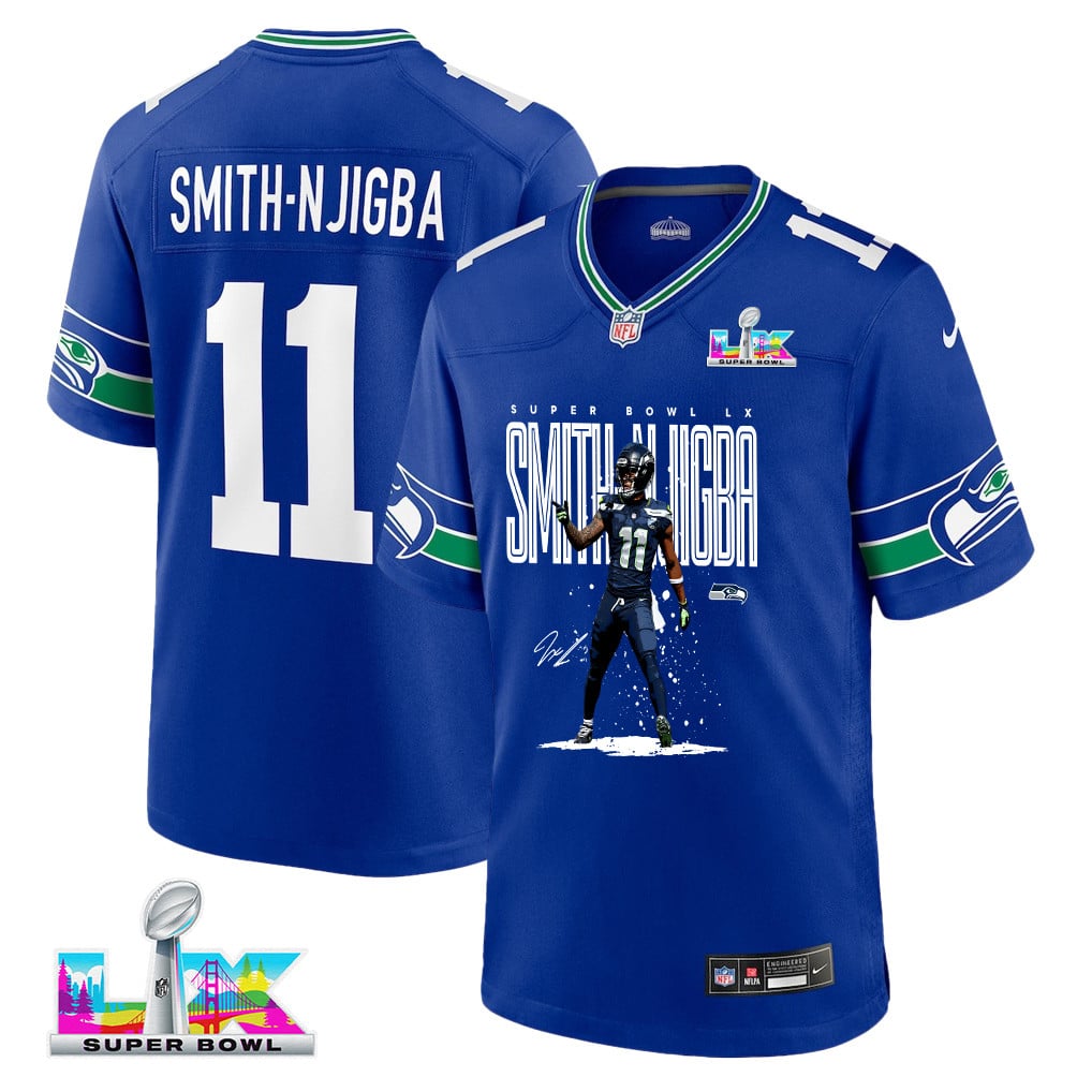 Jaxon Smith-Njigba 11 Seattle Seahawks Super Bowl LX Backfield Beast Jersey – Royal Blue