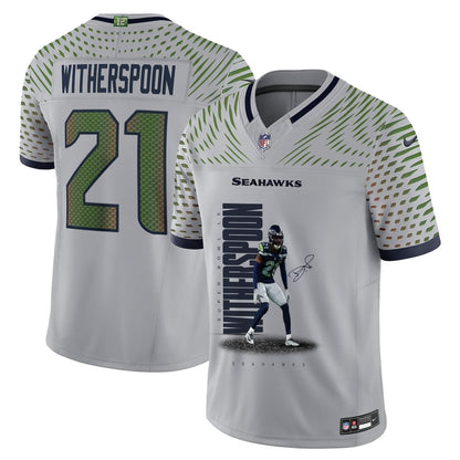 Devon Witherspoon 21 Seattle Seahawks Super Bowl LX Explosive Playmaker Jersey – Grey