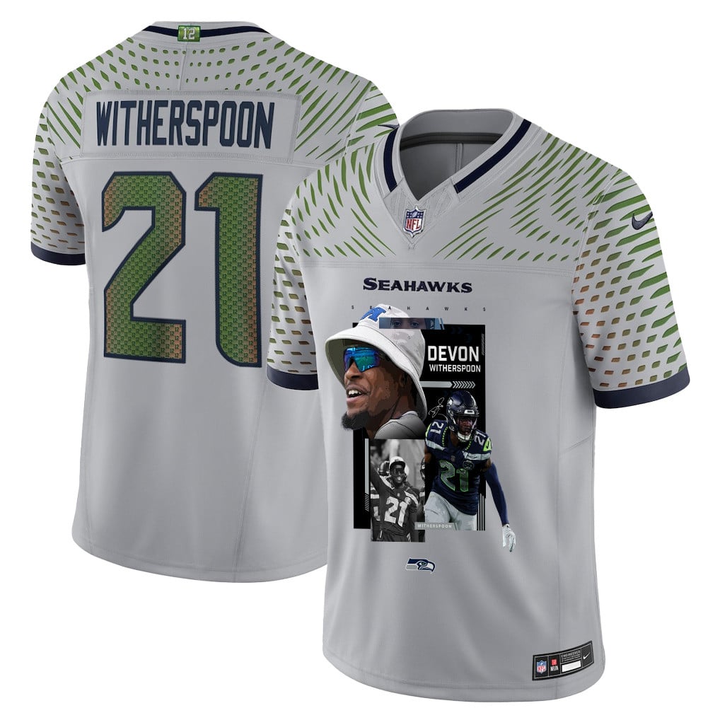 Devon Witherspoon 21 Seattle Seahawks Super Bowl LX Backfield Beast Jersey – Grey