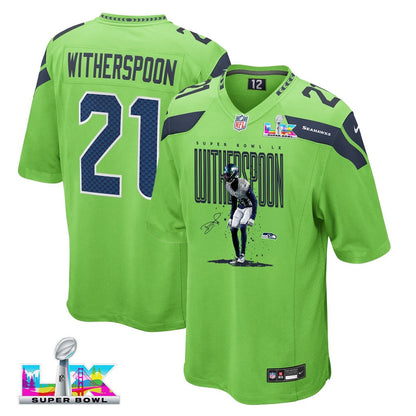 Devon Witherspoon 21 Seattle Seahawks Super Bowl LX Rising Star Jersey – Green